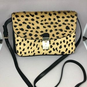 Tory Burch leopard print black leather crossbody